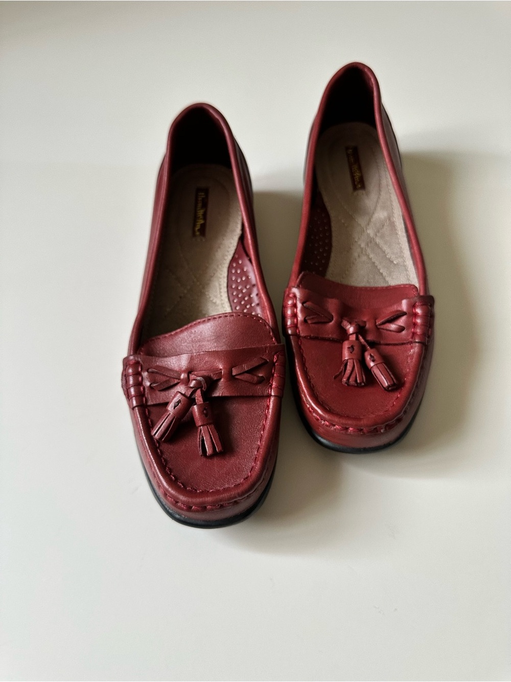 Thom McAn Burgundy or Dark Red Leather Tassel loafers Moccasin Shoes~8 WIDE